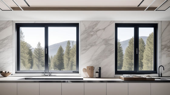 fenêtres à trois vitrages en aluminium anodisé